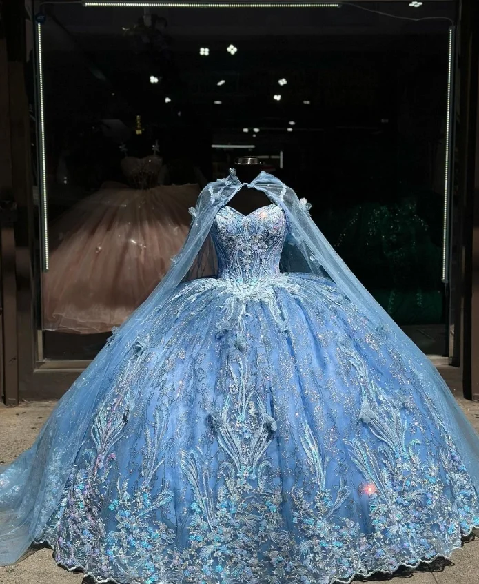 Vestidos de quinceañera de princesa azul cielo, 15 vestidos de