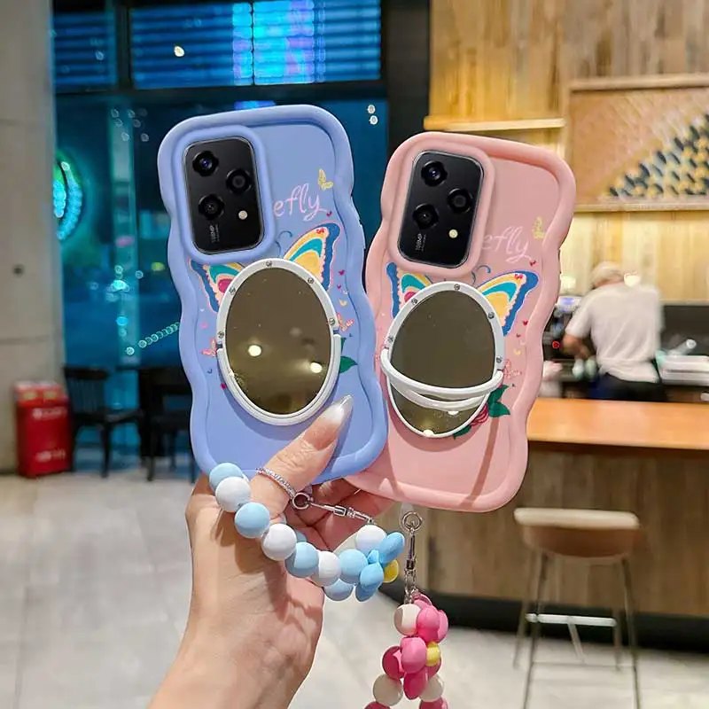 Cartoon Butterfly Phone Case Set with Lanyard and Stand