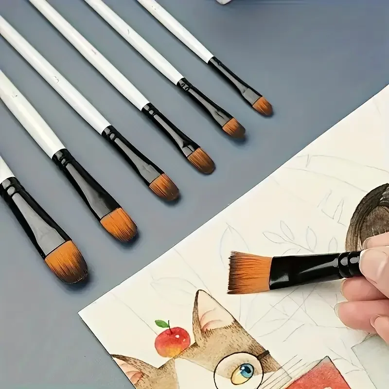 A Set of Brushes And Palettes: 24 Nylon Artist Brushes, Accompanied by 5 Round Palettes, Suitable for Acrylics, Watercolors.