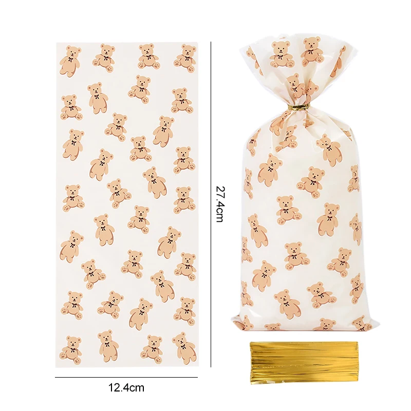 30/50 stücke Teddybär Süßigkeiten Geschenk Tasche Kunststoff Cookie Dessert Verpackung Taschen Kinder Geburtstag Party Dekoration Lieferungen Baby Dusche – Detail 2