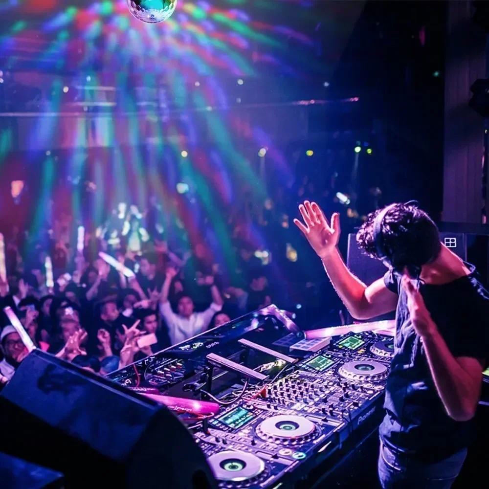 รูปสินค้า RGB Disco Ball Strobe Light with Sound Control - Party Lighting for DJ & Club
