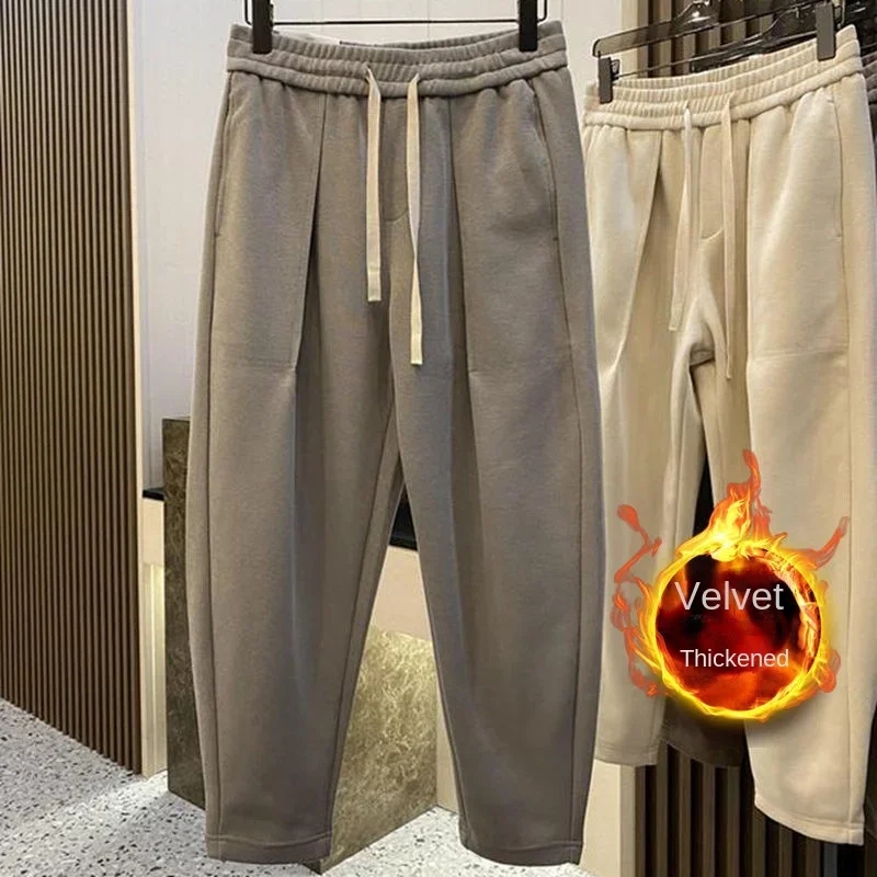 

Winter Men's Fleece Pants Loose Joggers Fashion Streetwear Casual Harem Pants Drawstring Outdoor Warm Comfort Trousers