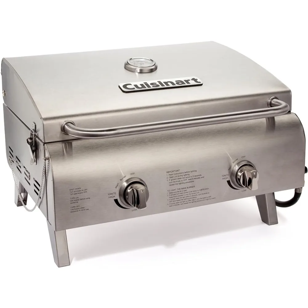 

Portable Propane Tabletop 20,000, Professional Gas Grill, Two 10,000 BTU Burners, Stainless Steel freight free