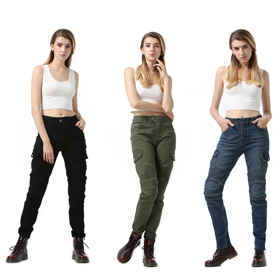 Motorcycle Jeans Women Upgrade Silicone Protector Detachable Racing Road Rider Four Seasons Casual Fashion Pants motorcycle pants motorcycle jeans