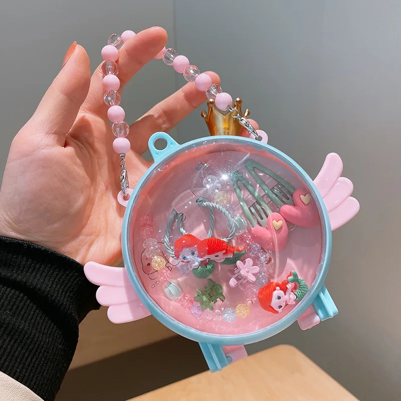 Disney Frozen Princess Gift Box Hair Accessories Cartoon Pendant Necklace 3-7 Years Old Girl Gift box