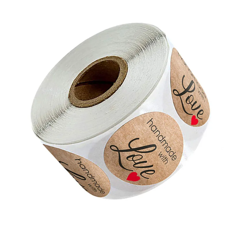 50-500 Pcs 1inch Round Natural Kraft Thank You Sticker Seal Labes Hand Made With Love Sticker Paper Stationery Sticke self adhesive stickers stationery stickers adhesive stickers kraft paper stickers thank you stickers