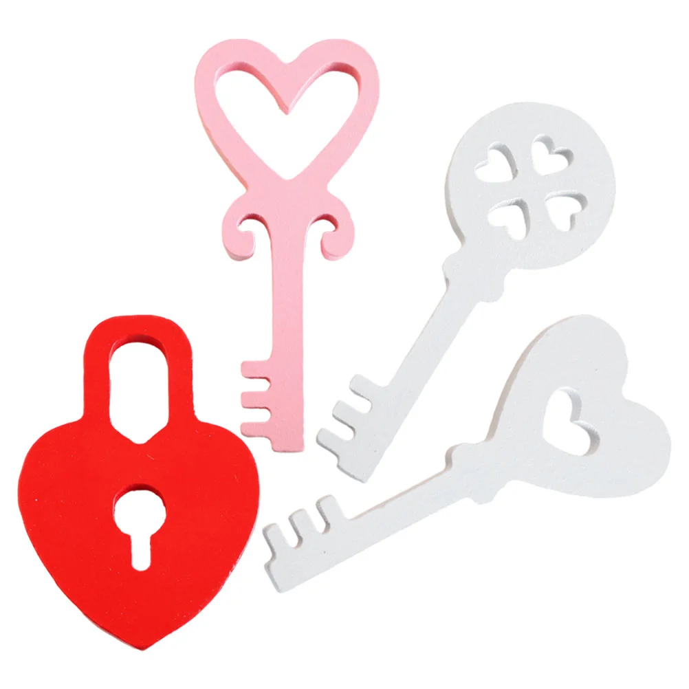 

4pcs Key Shape Hanging Ornament Heart Key Pendant DIY Crafts Making Material