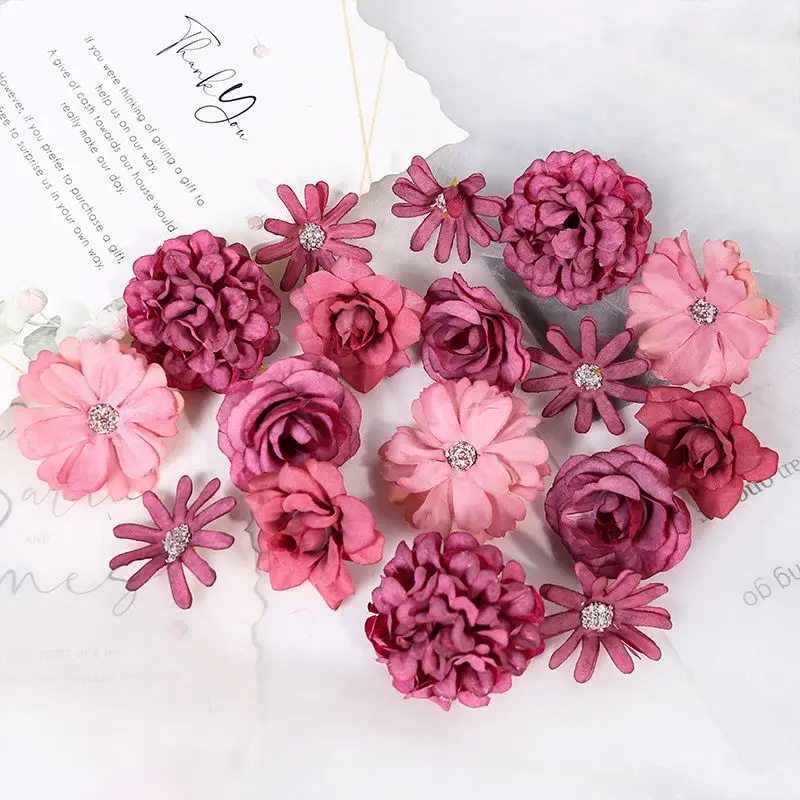 20 Fiori Finti Assortiti In Seta - Teste Di Rose E Margherite 2-4 Cm Per Fai Da Te, Decorazioni Torte, Centrotavola, Artigianato