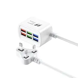 Universal 6 - Port USB Wall Charger with Power Strip and 1m Extension Cable - UK
