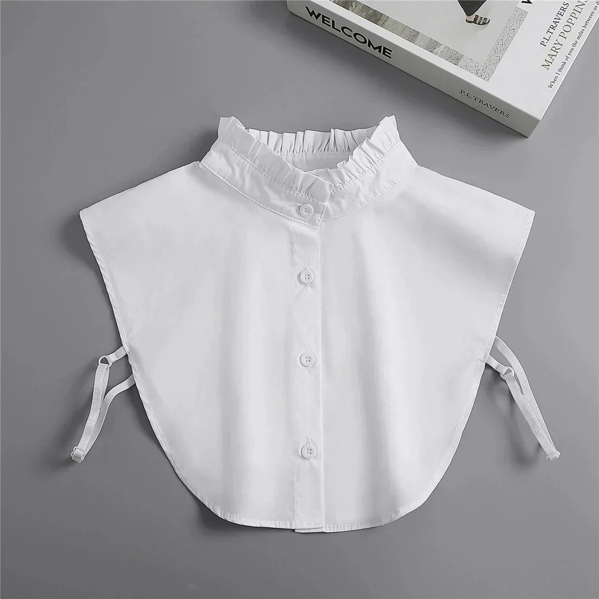 Vintage Lace Front Tie White Detachable Faux Collar