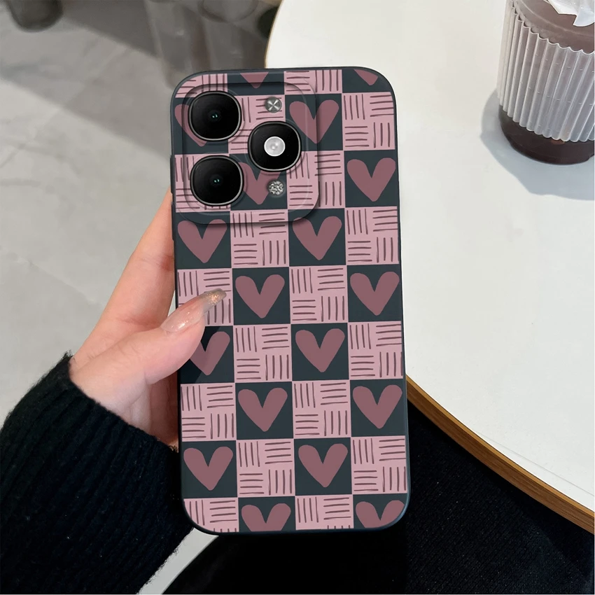 Pretty Floral Liquid Silicone Shockproof Phone Case with Screen Protector