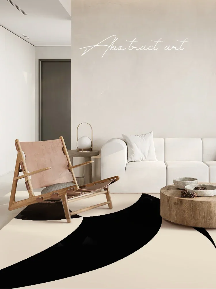 Large Living Room Carpet Black White Carpets For Bedroom Bedside Floor Mat Modern Abstract Line Rug Home Decoration Rugs 거실 카펫 2