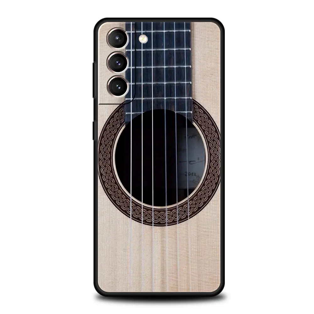 Black Music Instrument Design Phone Case - Guitar & Piano Theme