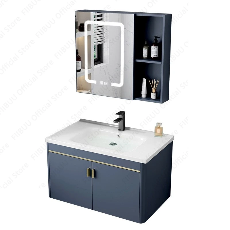Multifunctional Bathroom Cabinets Mirror Cabinet Integrated Washbasin Bathroom Vanity Cabinets Ceramic Sink Furniture