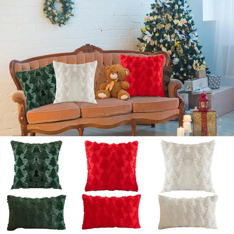 

Christmas Tree Pillow Cover Universal Merry Christmas Tree Motto Cushion Cover Merry Christmas , Winter Holiday Party Cushion