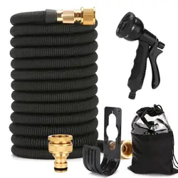 Heavy Duty Expandable 8-Mode Garden Water Hose Kit with Flexible Spray Gun - 75FT