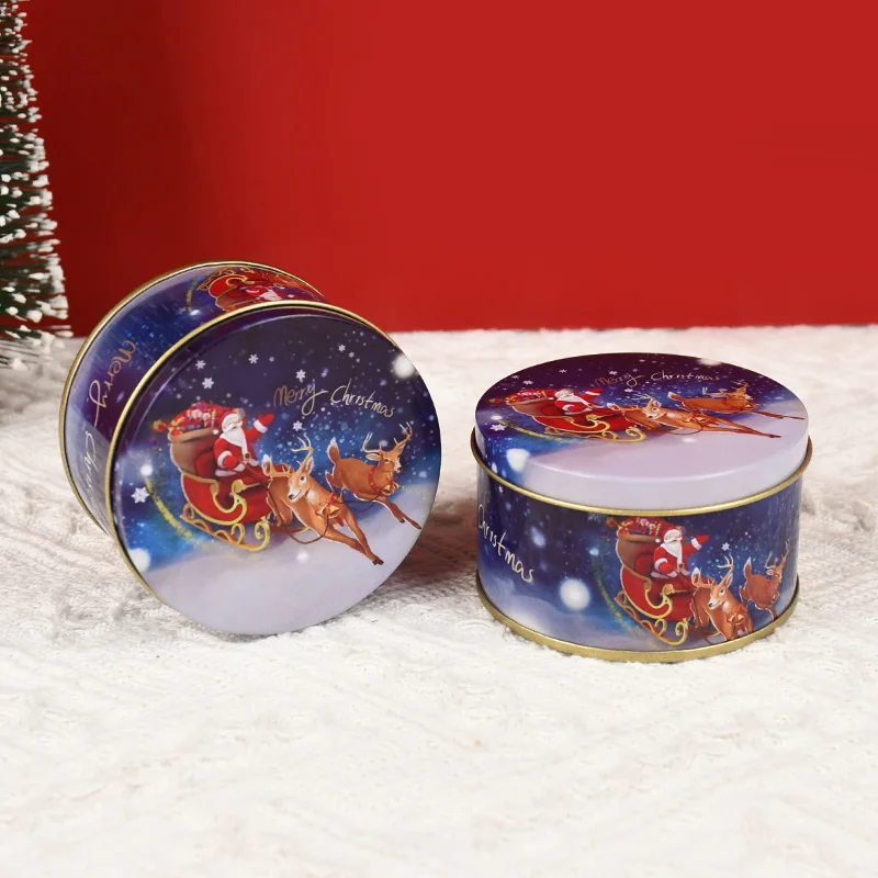 1/4/6Pcs Christmas Gift Box Metal Tin Candy Cookie Packaging Box Containers Kids New Year Gift Decor Xmas Party Supplies Navidad