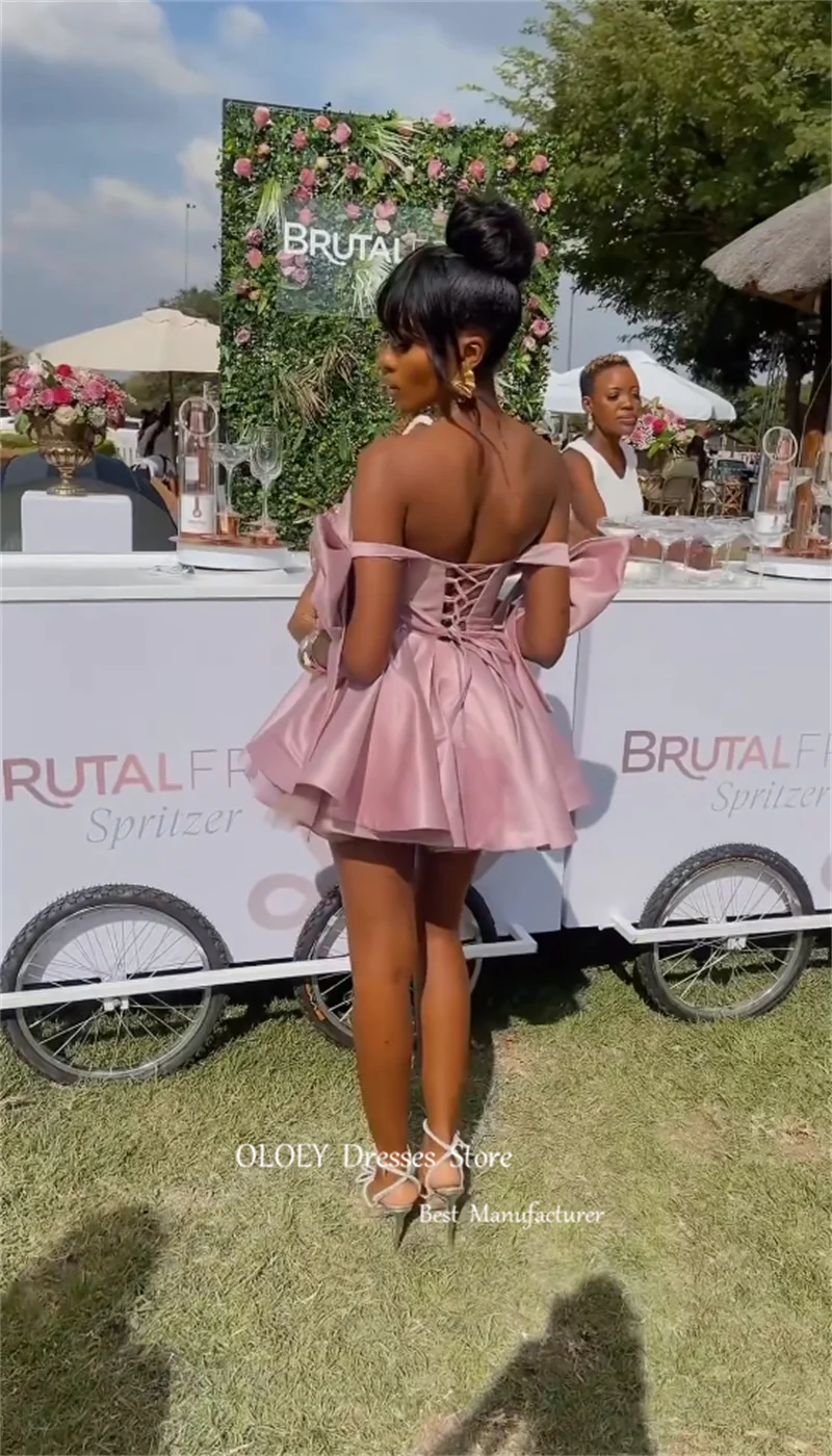 OLOEY Sexy Short Prom Party Dresses Sweetheart Bowknot Mini Cocktail Dress Corset Back Wedding Party Dress Cute