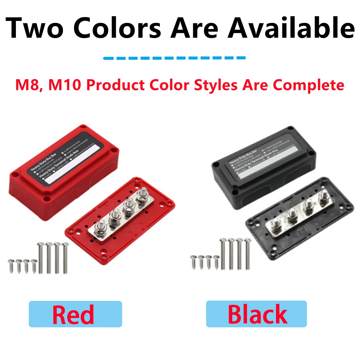 300A AMP Bus Bar Heavy Duty Module Design Power Distribution Block Box 4x M8 5 16 Terminal Studs Marine Automotive Rv Car Truck Black Red - View #9