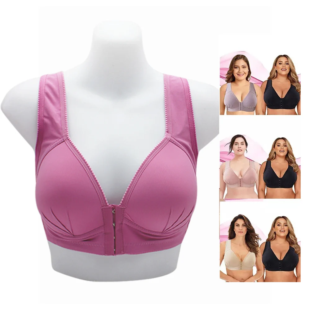 Push Up Bra For Big Breasts Front Buckle Lift Wirefree Front Closer Underwear Bra Women Comfortable Bras