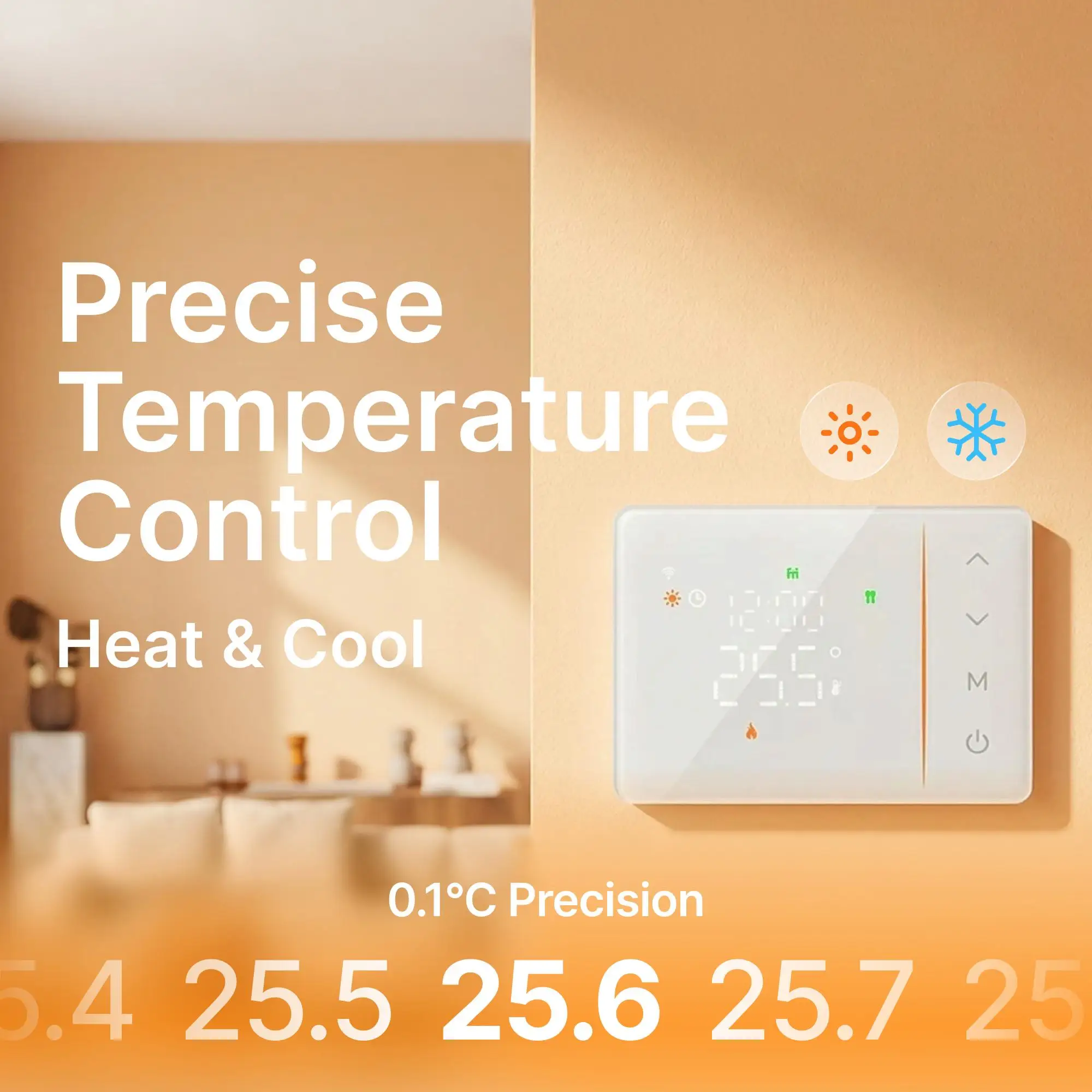 เทอร์โมสตัทไร้สายอัจฉริยะ Tuya ควบคุมอุณหภูมิห้องแบบ Wifi สำหรับหม้อต้มแก๊ส ระบบทำความร้อน/ทำความเย็น ควบคุมระยะไกล ใช้พลังงานแบตเตอรี่ รองรับ Alexa และ Google 1