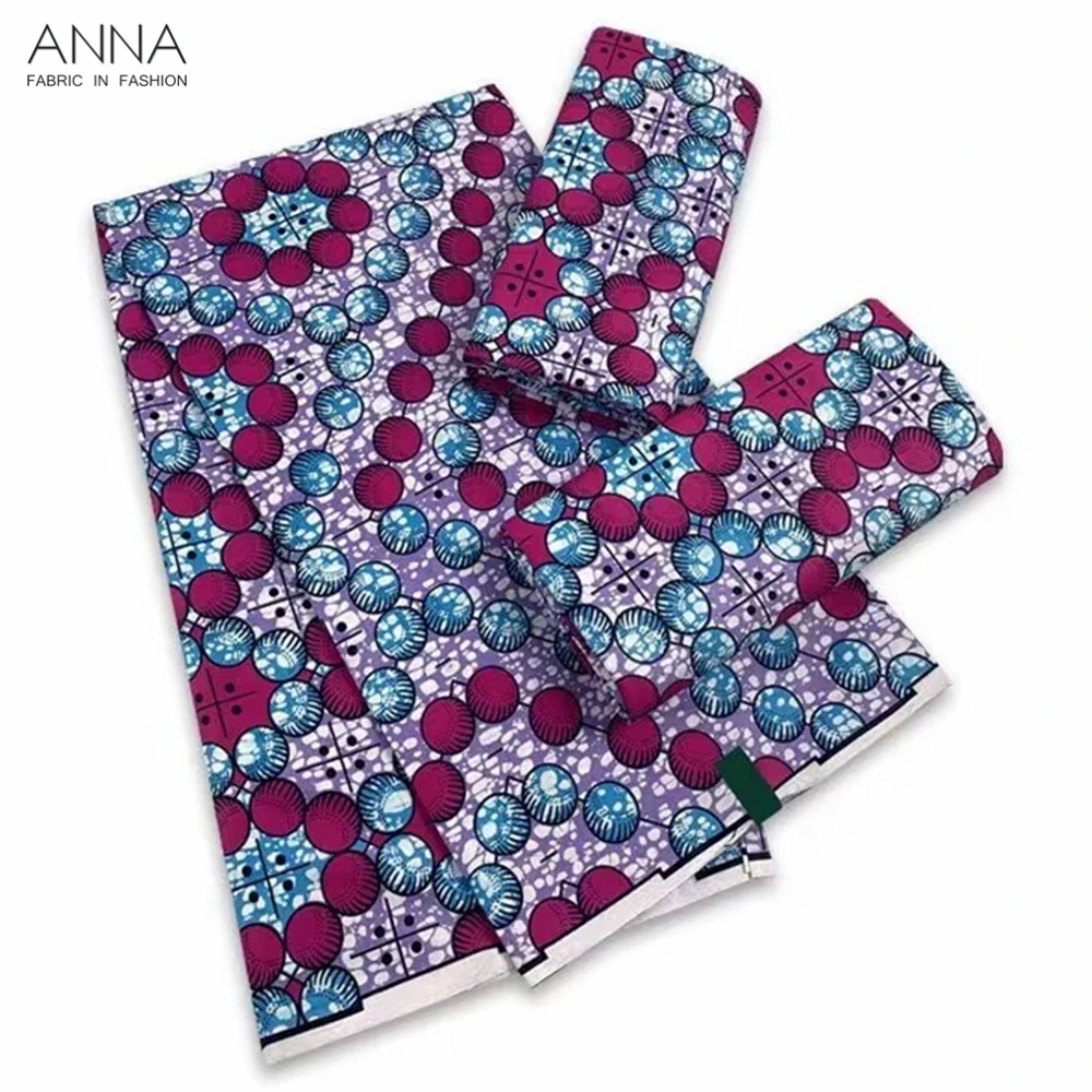 

African Wax Fabric Super Fabric 100% Original Ankara Wax Fabric Block Print Batik Dutch Fabric 6yards For Wedding Party VL-65