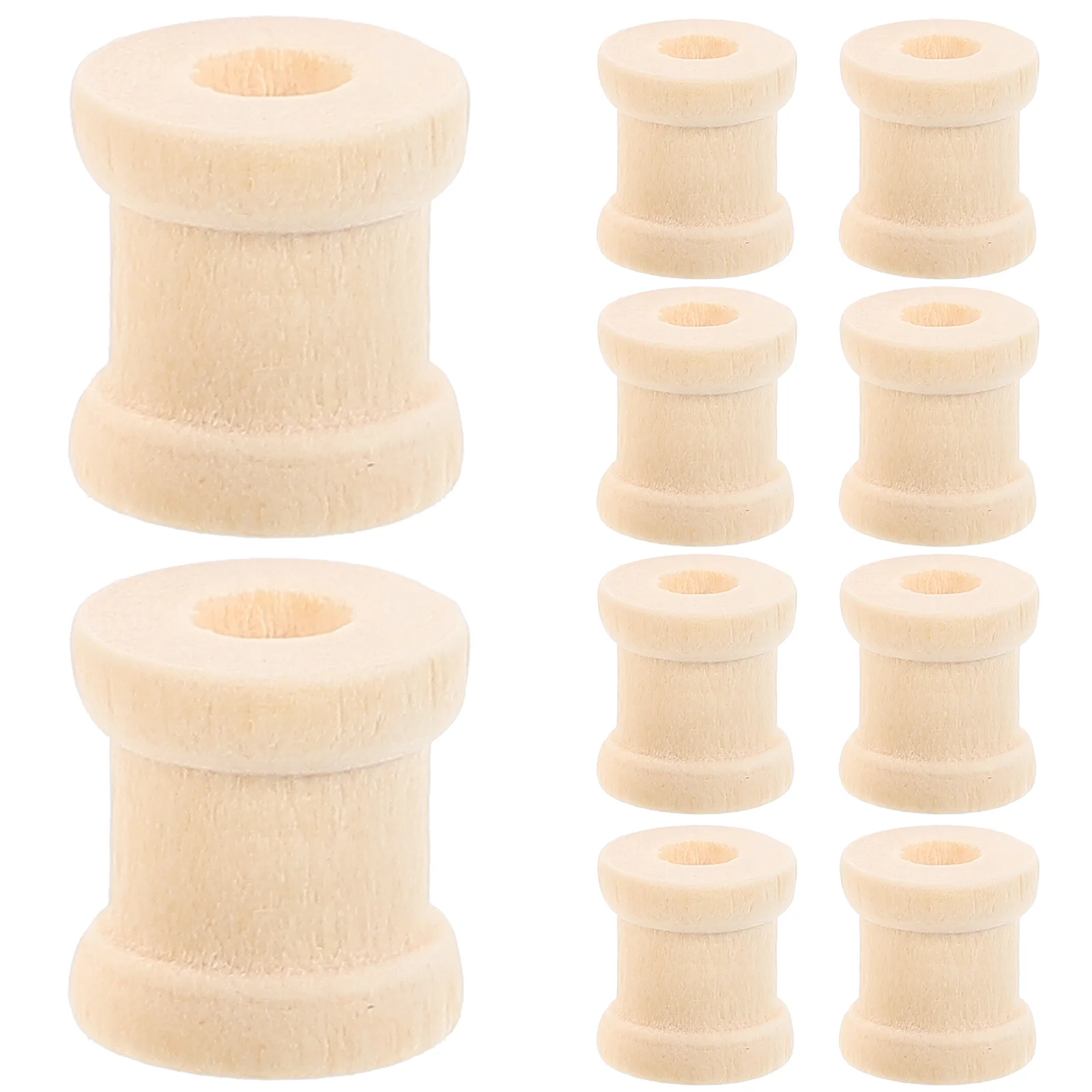 100PCS Unfinished Wooden Thread Spools Weaving Bobbins Empty Thread Spool  for Embroidery Thread Pom Ribbon Crafts Accessories