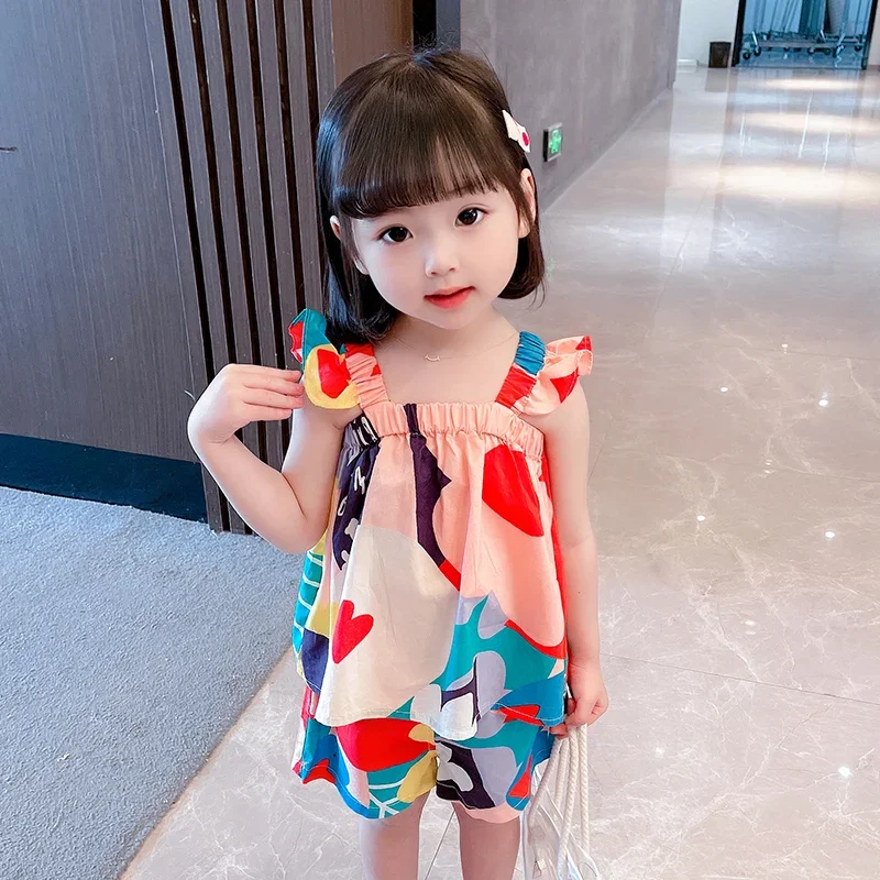 Baby Girl Sets Camisole Top Shorts 2pc/Set For kids clothes set two piece set baby girl clothing set shorts suit