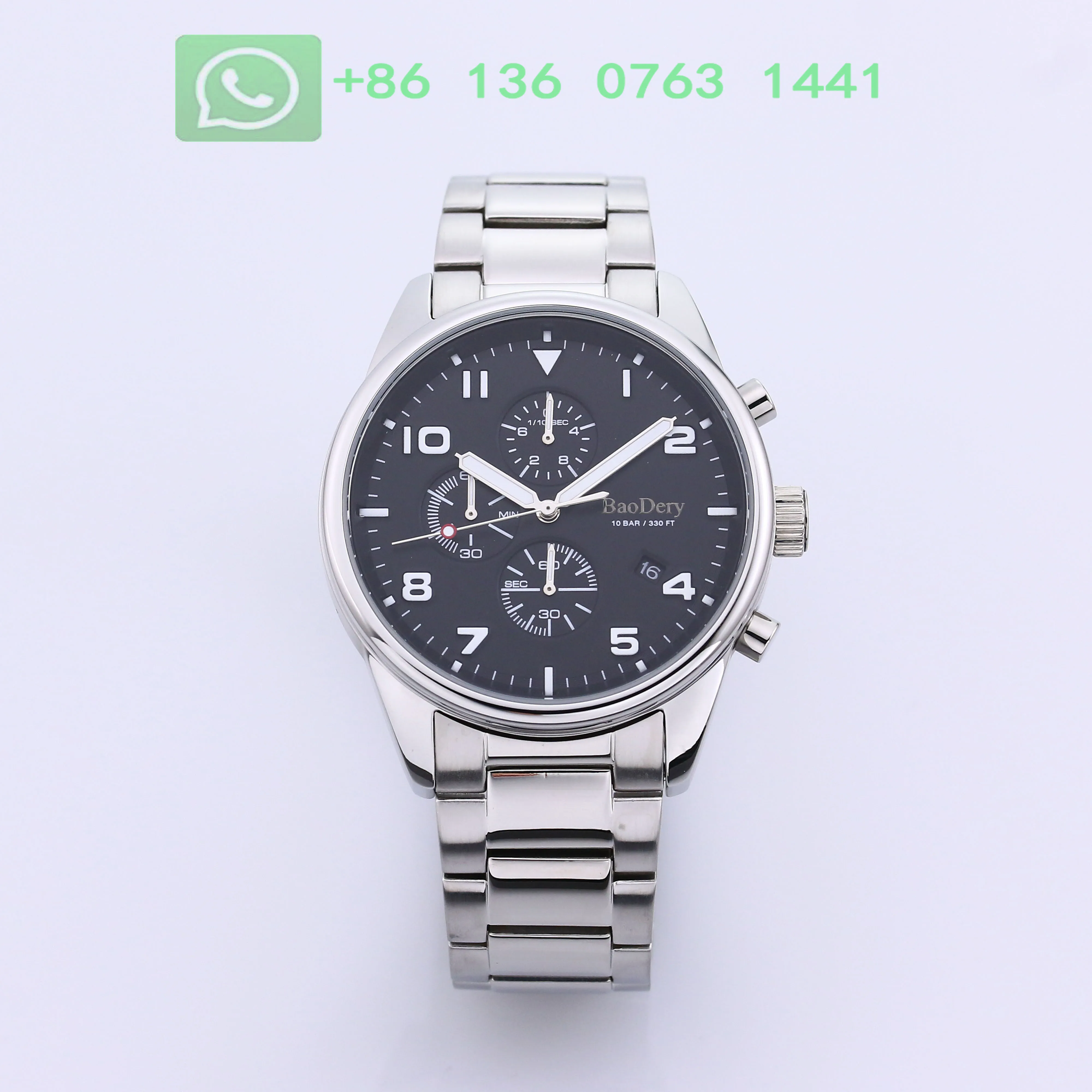 

The Black and Silver Watch - Sophisticated 44mm Timepiece