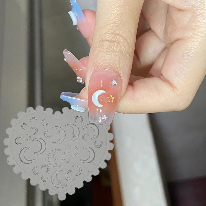 Y2K Style Moon 3D Acrylic Nail Mold Nail Decorations Transparent Silicone Mould Template DIY Template Manicure Tools (6*6cm)-1PC 2