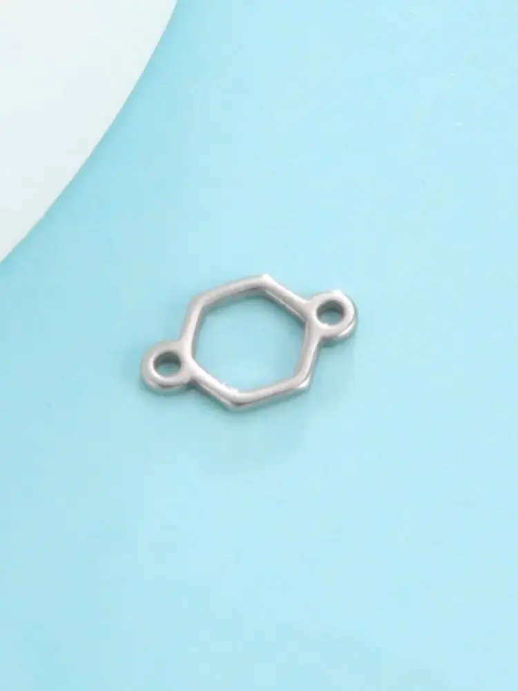 5 Stück Edelstahl Sechseck offene Lünette Armbandverbinder DIY hohle Anhängerfassung Rohlinge für Harz Schmuckherstellung Zubehör – Detail 3