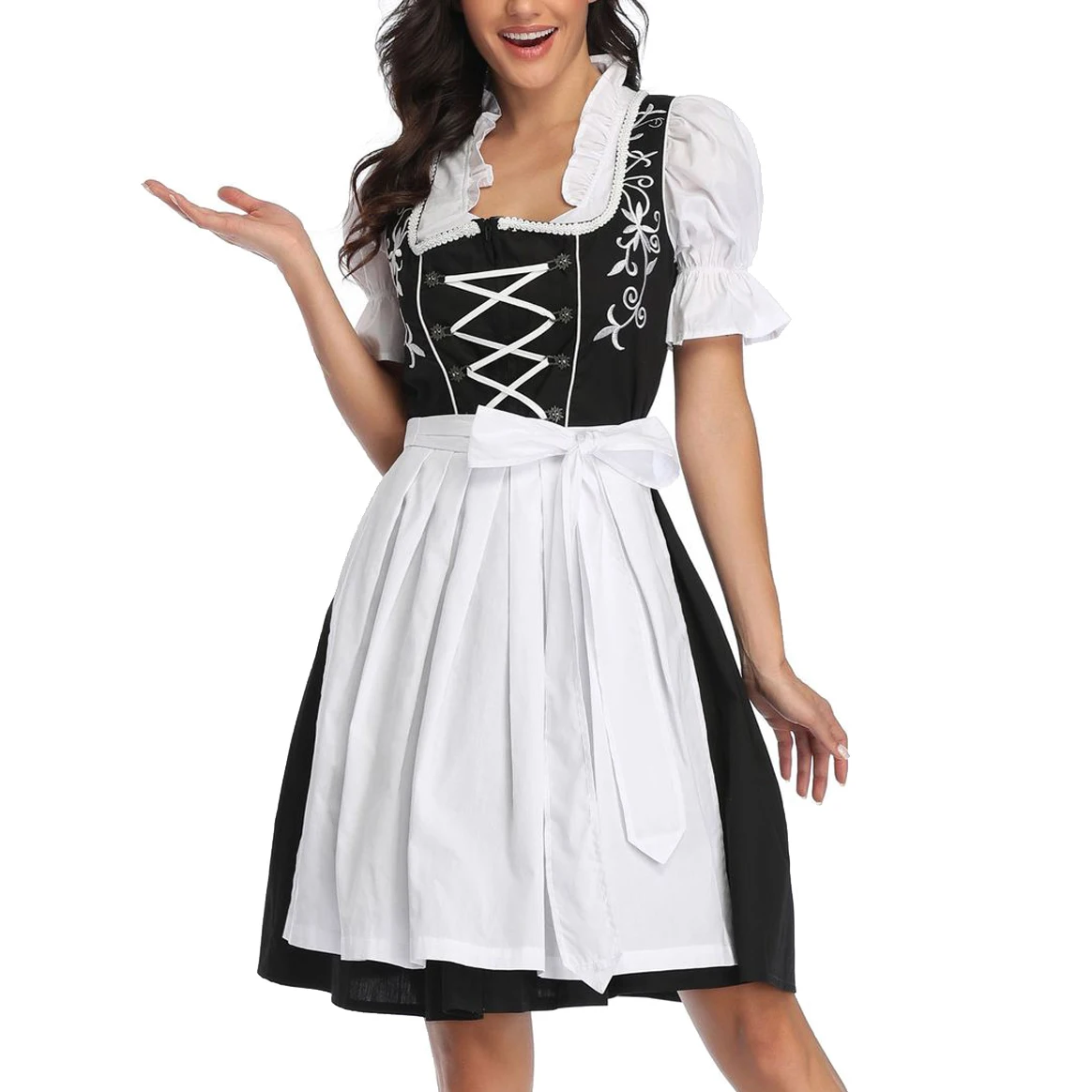 

Womens Traditional German Bavarian Beer Girl Costume Sexy Oktoberfest Festival Dirndl Dress Maid Cosplay Costume Party Dress