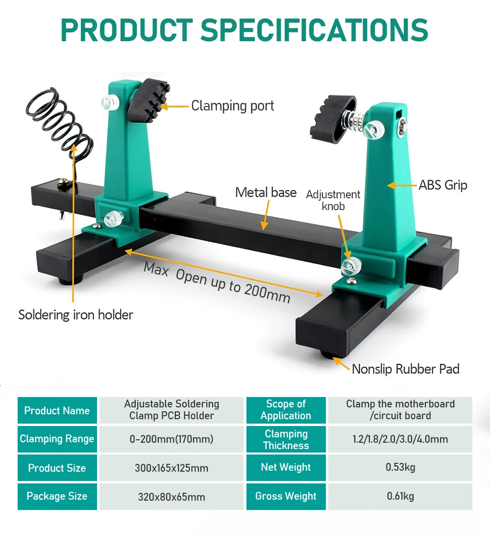 0-200mm Adjustable PCB Holder Soldering StationCircuit Board Welding Stand with