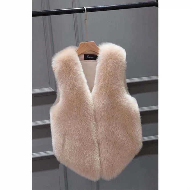 Autumn and Winter 2021 New Imitation Fur Vest Plush Rex Rabbit Hair Short Fashion Waistcoat Women and Girls Leisure  White hooded puffer jacket