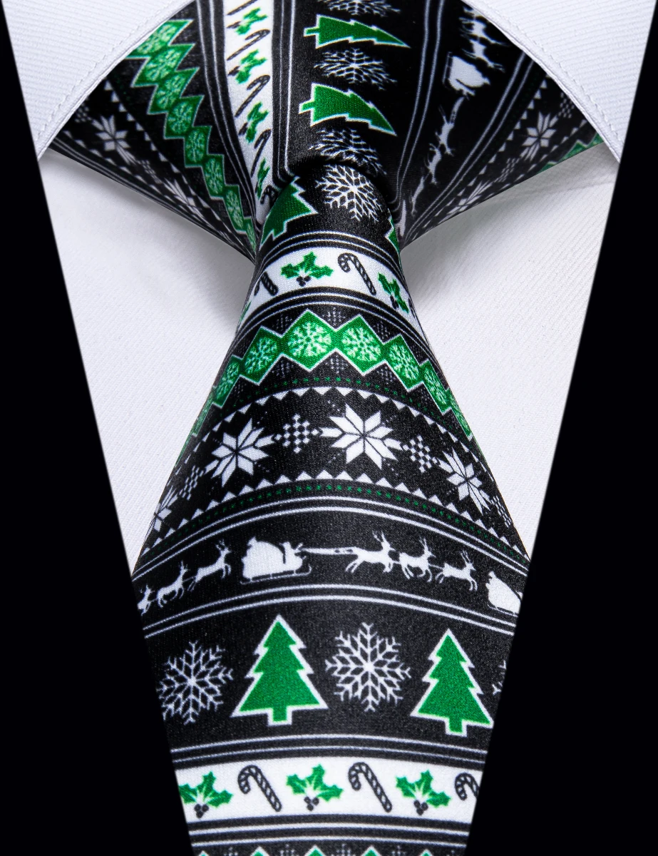 

Black Christmas Men's Tie cadeau homme Fashion Christmas Tree Elk Candy Cane Pattern Necktie for Man Accessories Holiday Gift