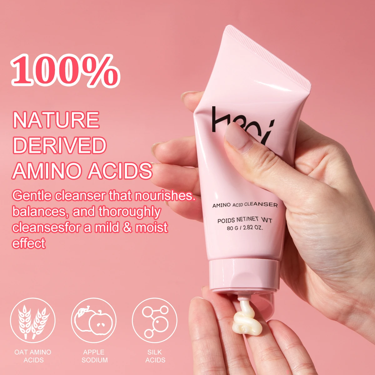Amino Acid Face Wash Foam For Sensitive Skin Vitamin-E Nourishing Face Cleanser Gentle Cleansing Makeup Removing Facial Cleanser 4