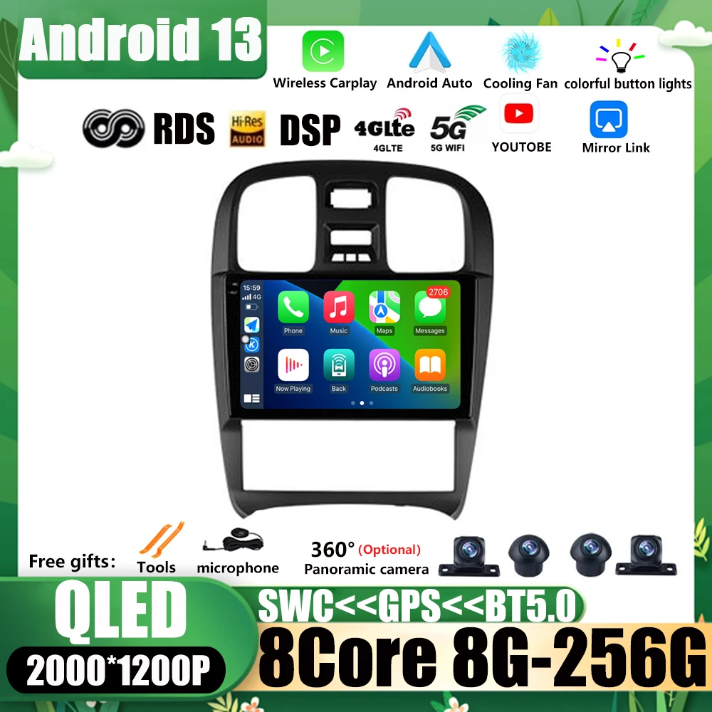 

Автомагнитола для Hyundai Sonata EF 2001 - 2012 Android 13 9 дюймов мультимедийный видеоплеер Android авто беспроводной Carplay DSP WIFI