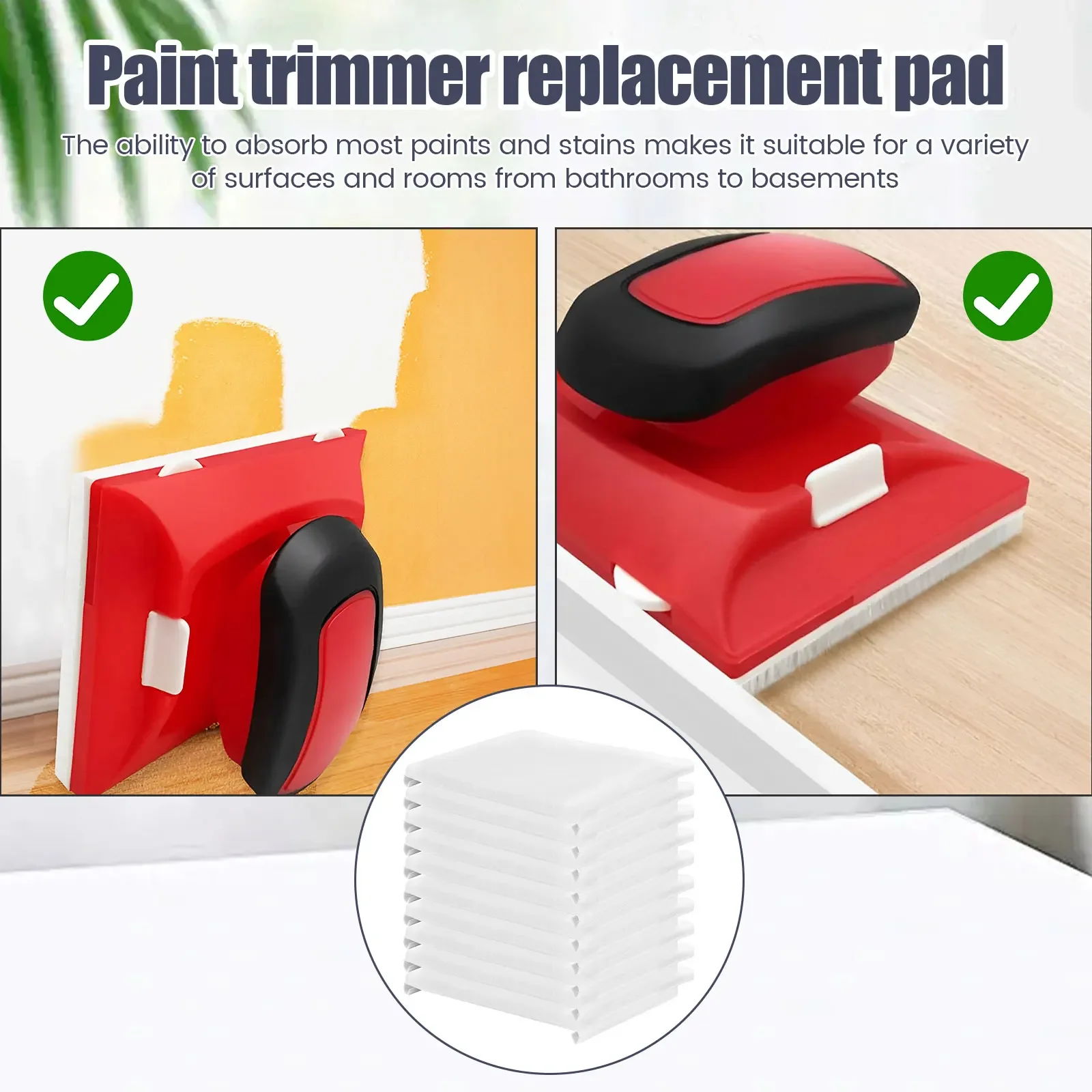 10Pcs Paint Edger Replacement Pads Nylon Dense Bristles Corner Painter Pads Resilient Trim Painting Tool Pads for Walls Ceilings