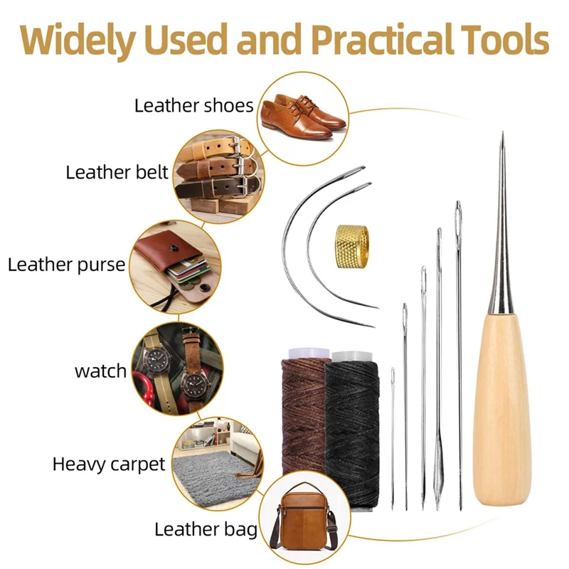 A45G-11 Pcs Leather Sewing Tool Kit, Leather Craft Stitching Sewing Kit For DIY Crafts Canvas Repair