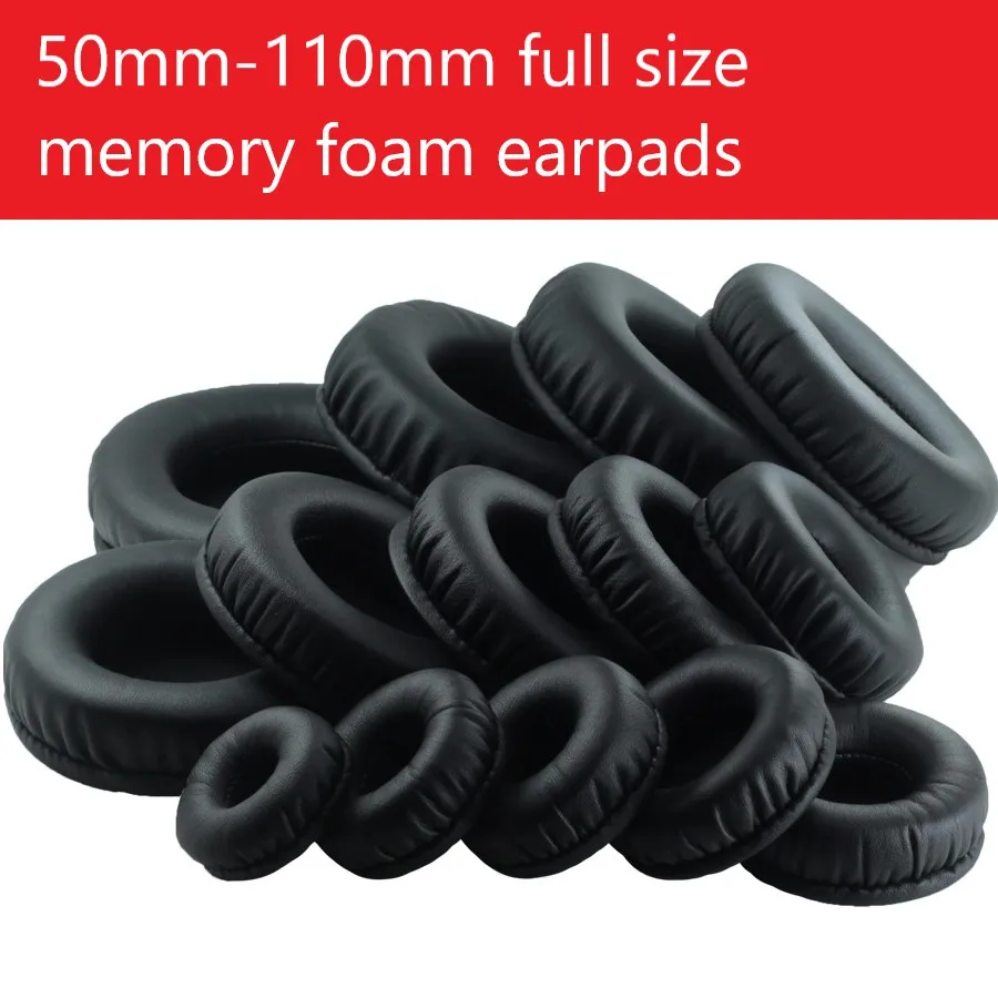 50mm 110mm החלפת earpads אוזניות כללי כרית 60mm 70mm 80mm 90mm 100mm עגול חלבון עור זיכרון קצף כריות אוזן