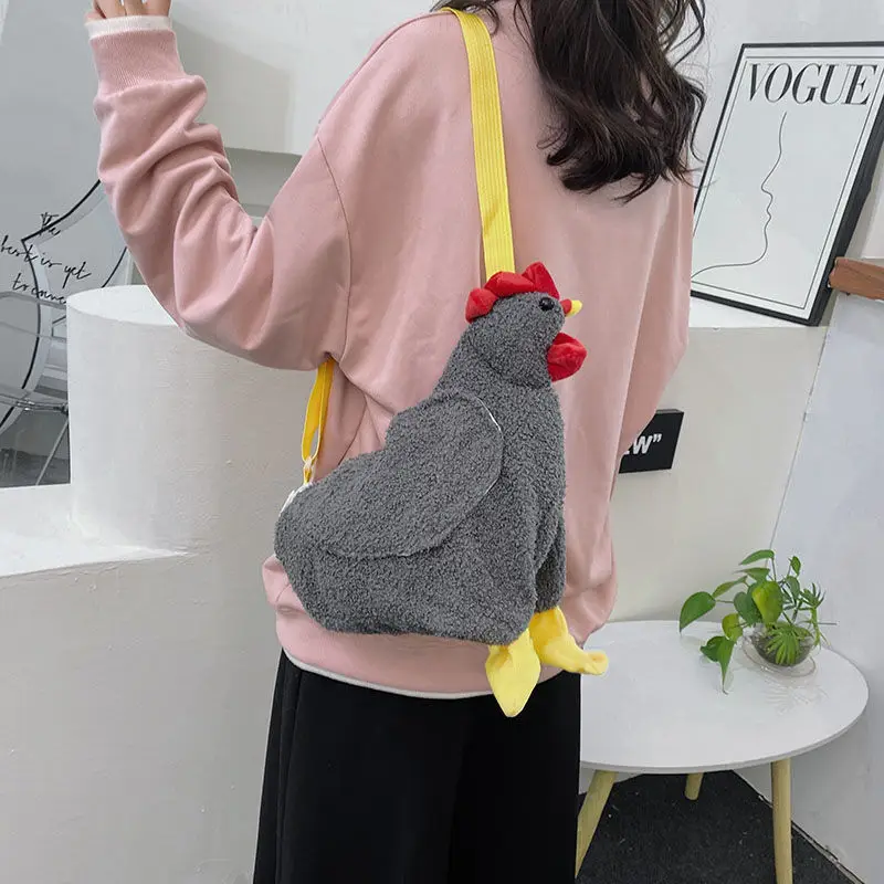 Cute Plush Bag For Women 2023 Autumn/winter New Fashion Versatile Cartoon Rooster Shoulder Bag For Girls Crossbody Small Bag
