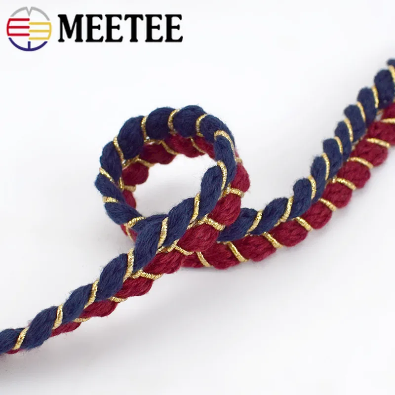Meetee 면 브레이드 웨빙 리본 트위스트 로프, DIY 스카프, 쥬얼리 의류, 홈 공예, 바느질 액세서리, 레이스 BD294, 9 야드, 1.5cm
