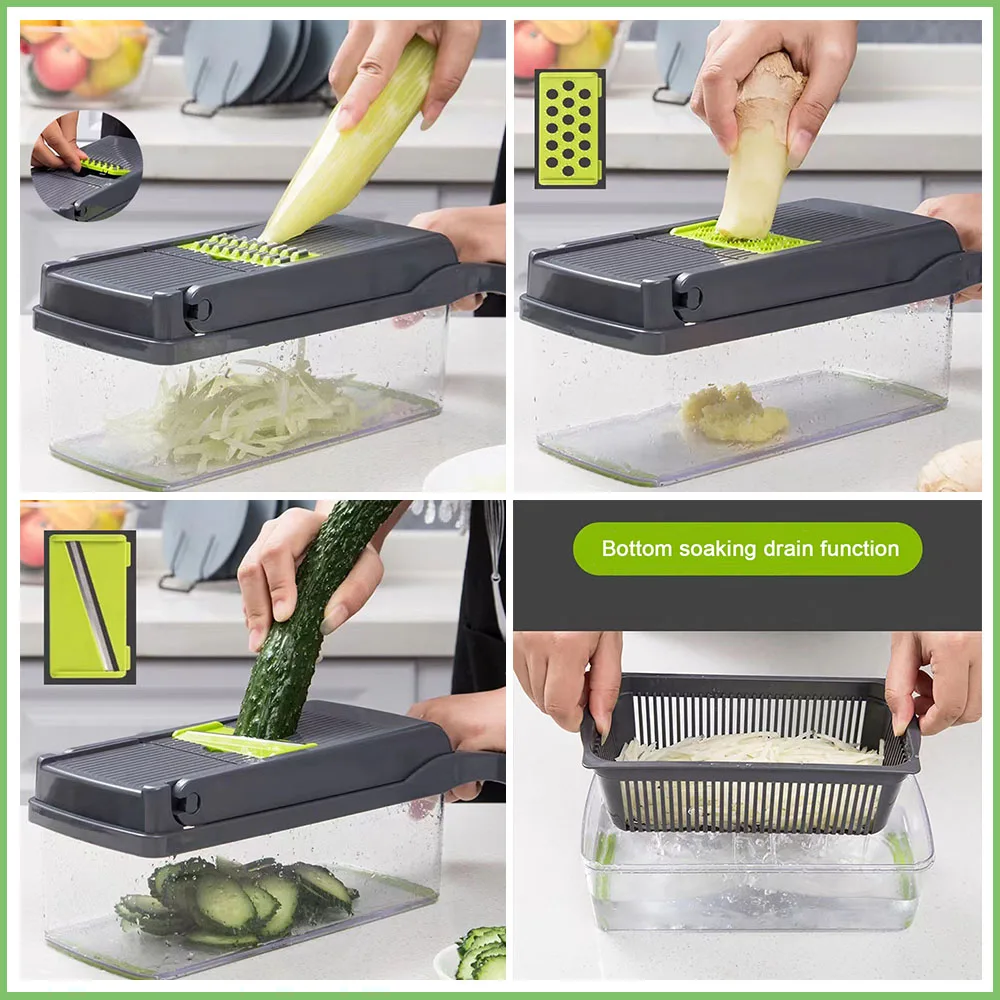 LHS Vegetable Chopper, Multifunctional 10-in-1 Food Chopper, Pro Onion  Chopper, Vegetable Slicer Dicer Cutter with 5 Blades, Veggie Chopper with