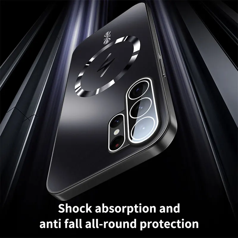 Magnetic Camera Lens Protection Matte Frosted Phone Case with Wireless Charging Support