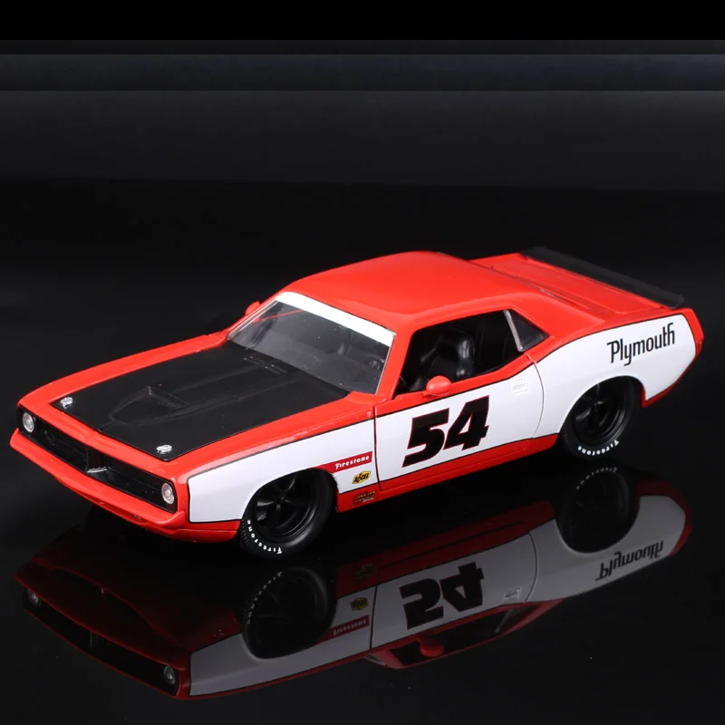 No Box Jada 1/24 Scale 1973 Plymouth Barracuda #54 Firestone  Model Car Diecasts & Toy Vehicles Metal Classic Muscle Cars Red 1 24 jada classic dom s dodge charger ice f8 movie miniatures diecasts