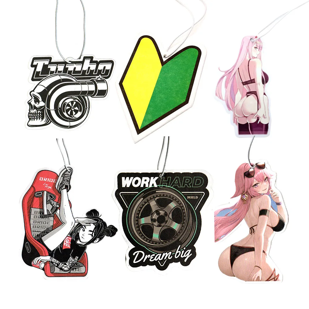 

New JDM Style Performance Car Rearview Mirror Pendant Air Freshener Solid Paper Decoration Car Decoration Anime Decor