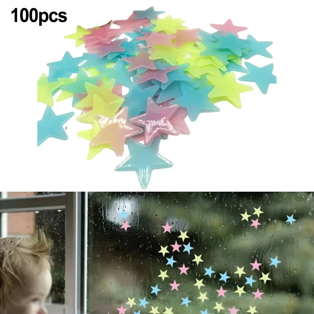 100pcs Luminous Fluorescent Wall Stickers 3D Stars Glow In The Dark Wall Stickers For Kids Baby Room Bedroom Ceiling Home Decor