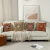 4PCS  Pillow Covers 18x18 Inch, Carpet Pattern Throw Pillows Case, Orange Red Ethnic Design Outdoor Decorative Square Linen Farm 5
