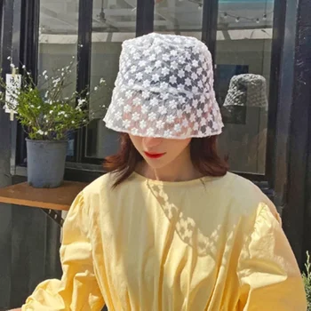 Women's Lace Summer Breathable Shade Sun Hat Bucket Hat Canvas Hat Students Are Wearing Flat Hats Summer Outdoor Thin Hats 2