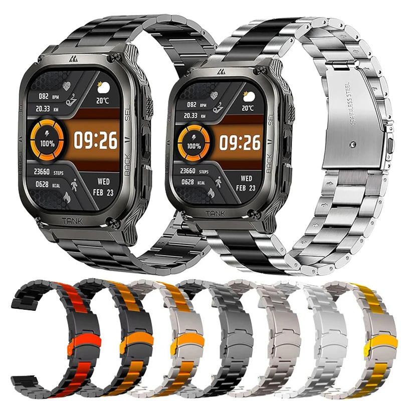 Elegant 22mm Stainless Steel Smartwatch Bracelet
